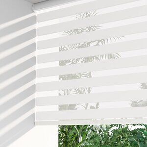 LazBlinds Cordless Zebra Blinds 42"x72" - White Dual Layer Light Filtering Shade